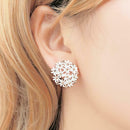 Korean Flower Crystal Stud Earrings Women Charming Ear Jewelry Accessories A