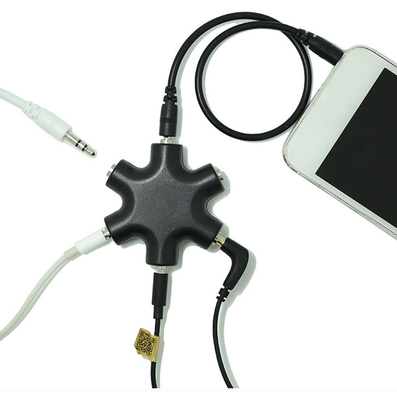 Earphone Headphones Audio Splitter Adapter w/ Connect Cable For Ipod Black FS3C