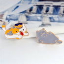 4PCS/Set Enamel Cartoon Animal Cat Brooch Pin Shirt Collar Pin Women JewelryJLJ