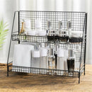 Home Double Layers Rack Metal Kitchen Bedroom Desk Organizer Seasoning Jar
