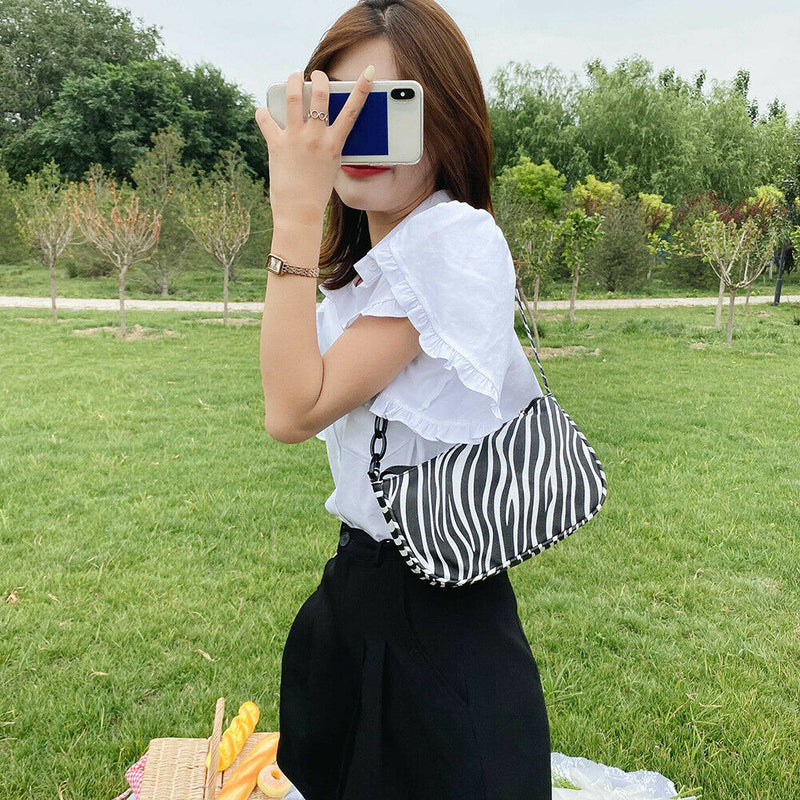 Fashion Zebra Print Women Handbag Tote Small PU Underarm Shoulder Bag (1)