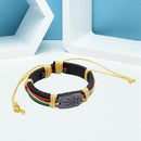 Rasta Jamaica Reggae Leather Bracelet W7G4