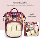 Mummy Maternity Backpacks Plant Print Baby Diaper Shoulder Bags (Red)