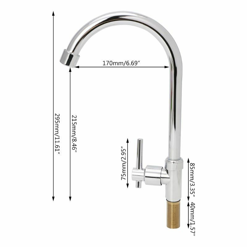 1/2" Kitchen Connect Basin Faucet Gooseneck Single Cold Water Tap Chrome Plated