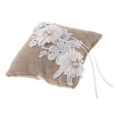 Retro Engagement Wedding Ring Pillow Flower Pearls Cushion Bearer Holder