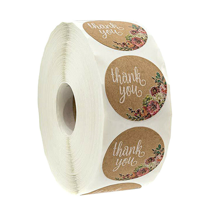1 Roll 500 Pcs Round Circles Thank You Stickers 1 Inch Decorative Sealing