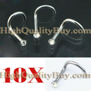 10 Pcs Stainless Clear Crystal Twist Nose Ring Stud Bar Piercing Good Quality