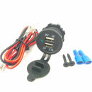 DC 12V/24V Dual USB Power Motorcycle Car Cigarette Lighter Charger Socket PBX