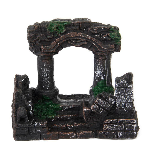 Roman Temple Door Aquarium Fish Tank Ornament Hiding Cave Underwater Decor