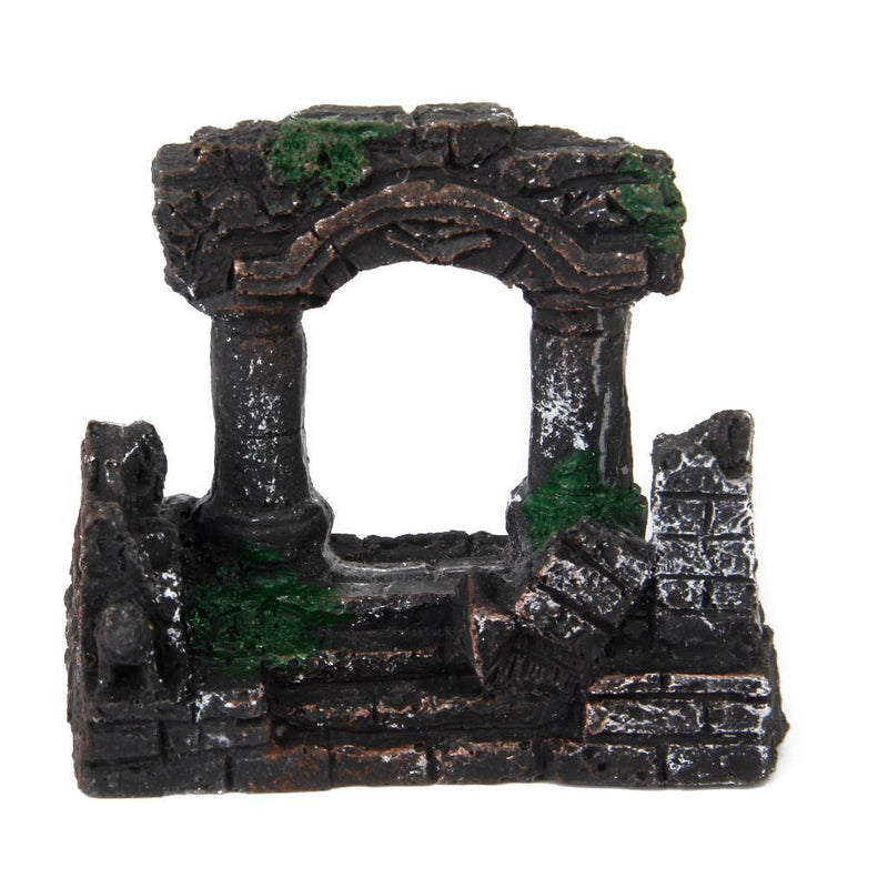 Roman Temple Door Aquarium Fish Tank Ornament Hiding Cave Underwater Decor