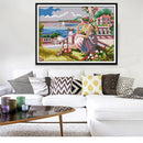 Flower & Girl Stamped Cross Stitch Kit DIY Handmade Needlework for Beginners