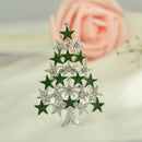 Fashion Cute Christmas Tree Stars Clear Crystal Brooches Pins Holiday Party