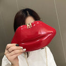 Women Red Lips Clutch Bag Ladies Pu Leather Chain Shoulder Bag Bolsa Evenin