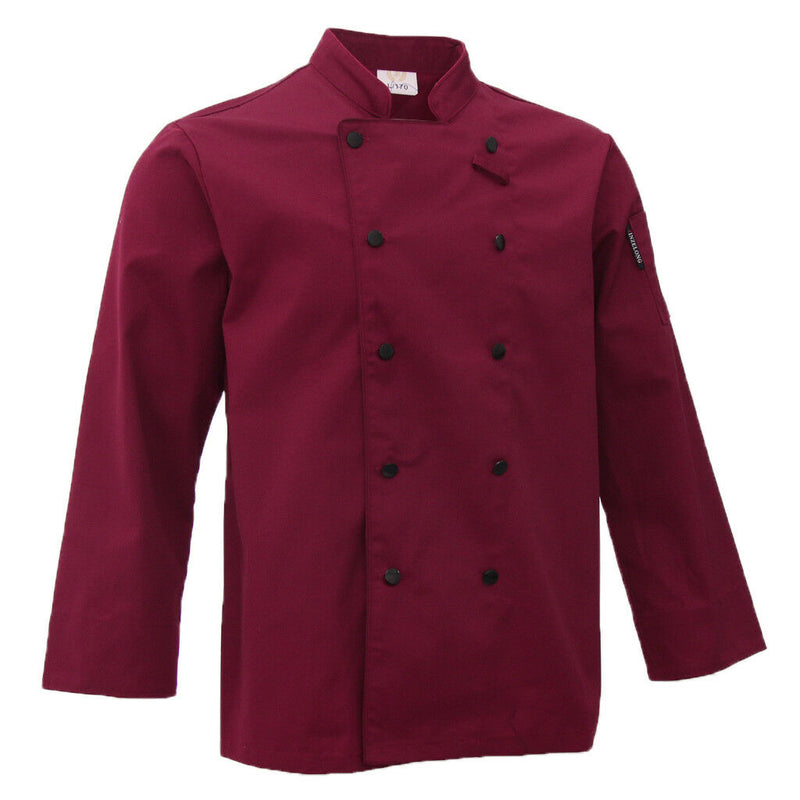 Red Chef Waiter Double-breasted Coat Uniform Long Sleeve Jacket Clothes L