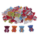 50Pcs Cute WOOD Cartoon Bear Wooden Buttons Kids Baby Cloth DIY Sewing Craft