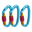 3 Pcs Hammock Carabiner Clip Outdoor Climbing Screw Locking Aluminum Alloy