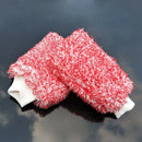 Car Plush Cleaning Decontamination Microfiber Gloves Red