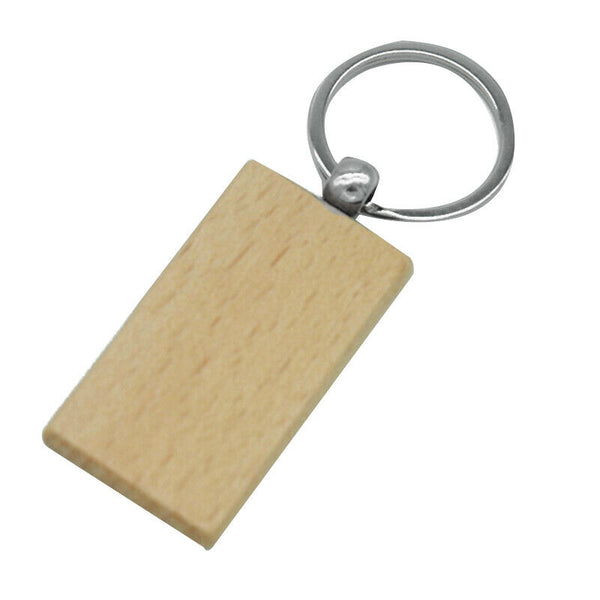 20Pcs Blank Wooden Key Chain Diy Wood Keychains Key Tags Gifts Yellow Recta G6V7