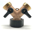 2 Way Garden Hose Brass Y Splitter Heavy Duty Water Valve Connector Tap Adapter