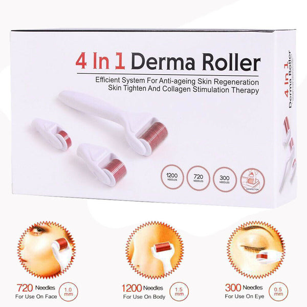 4in1 0.5/1.0/1.5mm Titanium Derma Roller Needle Therapy facial Care Treat