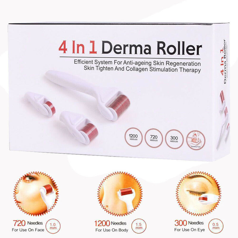 4in1 0.5/1.0/1.5mm Titanium Derma Roller Needle Therapy facial Care Treat