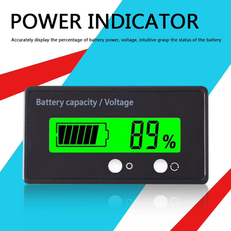 Digital Lead Acid Lithium Battery Capacity Tester Voltmeter Green Backlight A