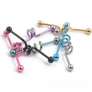 Stainless Steel Spiral Industrial Barbell Ear / Tongue Ring Piercing Bar Jewelry