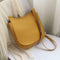 Pure Color Shoulder Handbags Leather Women Big Flap Crossbody Bags (Yellow) A#S