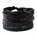 Man European Hot Retro Multilevel Cowhide Handmade Woven Bracelet A