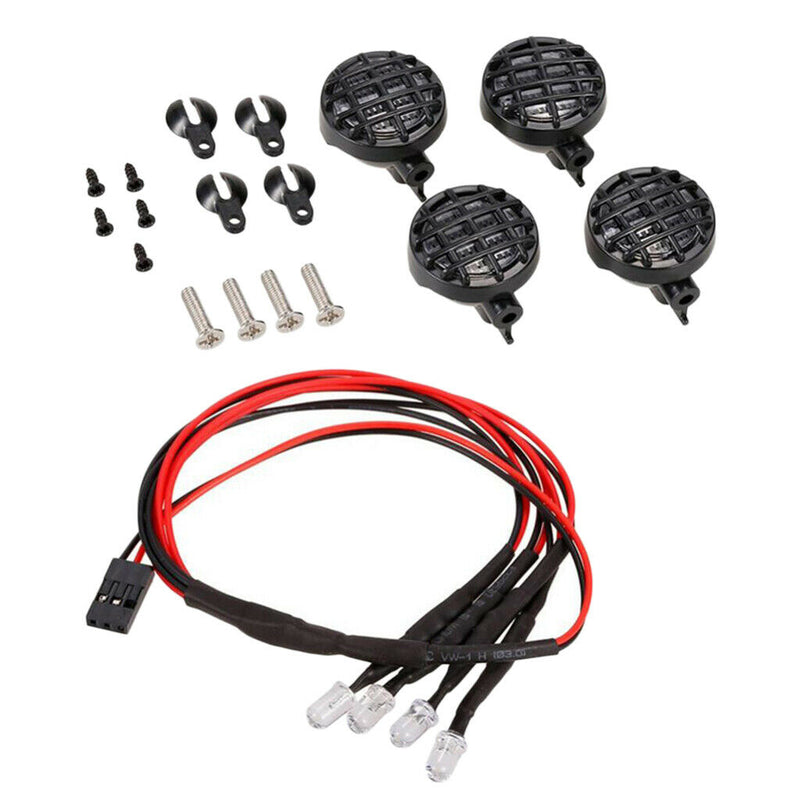2 Red 2 White LED Lights Lampshade for 1/10 1/8 RC Crawler RC4WD Axial ACS10