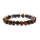 Natural Stone Tiger Eye Beads Hematite Stretch Bracelet Men Charm Bangle Jewelr-