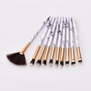 10pcs Marble Pattern Makeup Brushes Set Eyebrow Eyelash Blending Tools