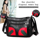 Retro Mummy Leather Flower Shoulder Totes Women Multi-zipper Crossbody Bags