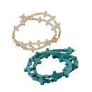 2 Pcs Howlite Turquoise Loose Cross Spacer Beads Charms Jewelry Findings DIY