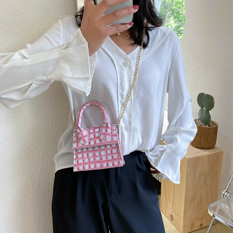 Fashion Printed Women Shoulder Bag PU Leather Chain Mini Totes Handbag (1)