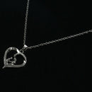 mother child Holding hands Heart-shaped Inlay Diamond Pendant Necklace