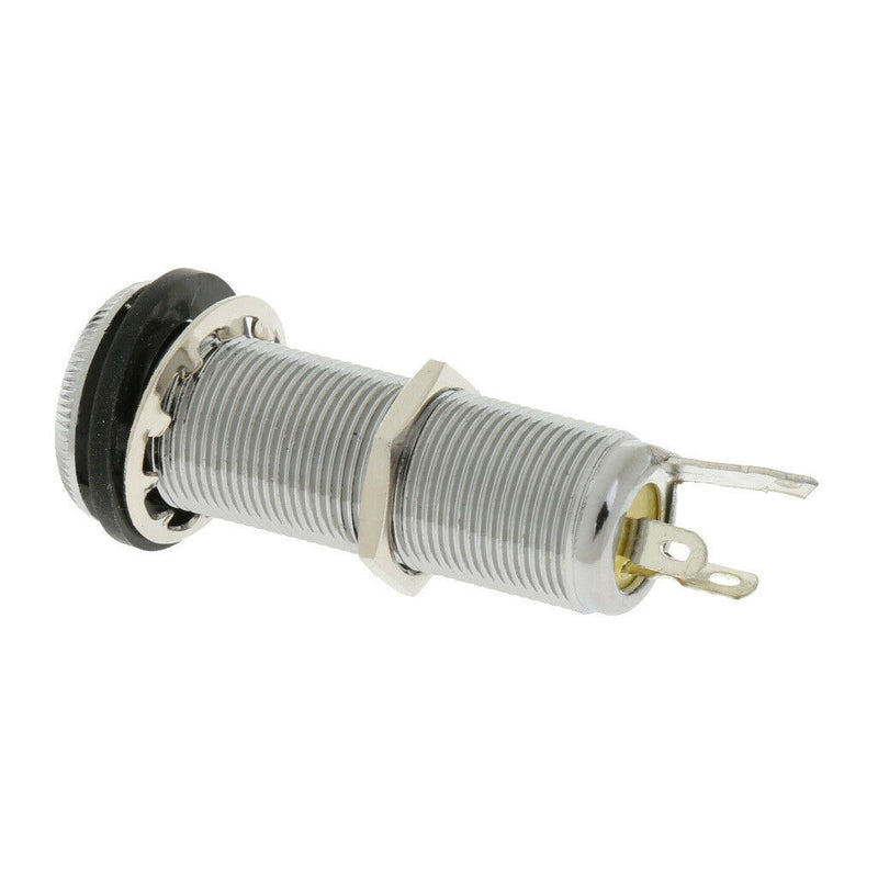 Guitar Bass Pickup Threaded Cylinder 6.35mm Jack Output Socket Chrome