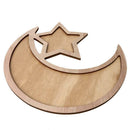 Rustic Plain Wooden Crescent Moon & Star Eid / Ramadan Serving Food Tray F5Y6
