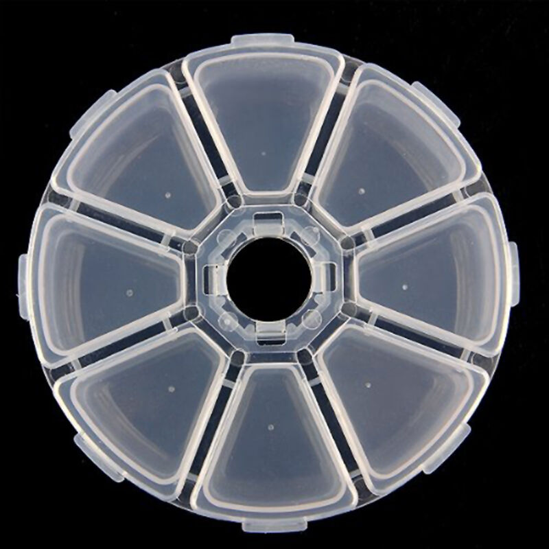 8 slots Empty Clear Round Wheel Storage Box/Container for Seed Beads Gems New