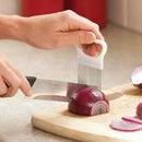 Stainless Steel Onion Cutter Kitchen Fruit Gadget Slicing Holder (White)