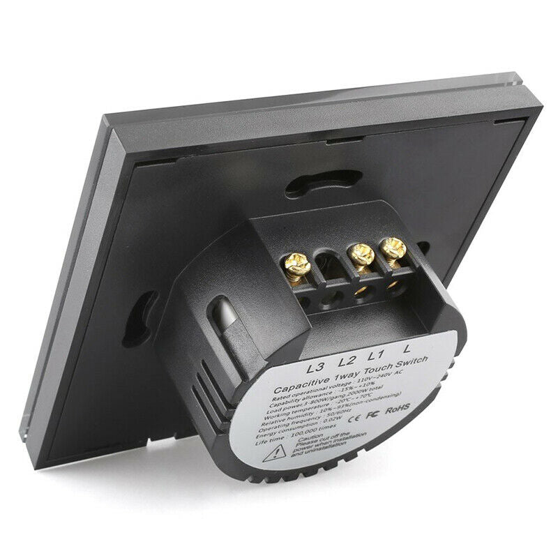 Light Switch 2-Way Touch Screen Wall Switch Single Black Switch