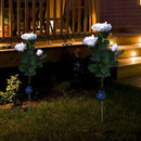 3LED Solar Simulation Rose Flower Light Garden Lawn Landscape Lamp (White)