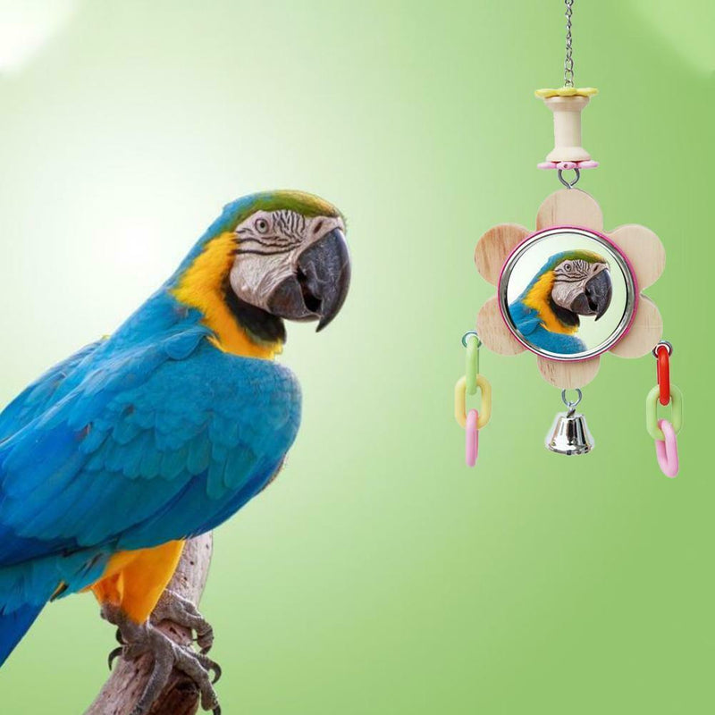 Mirror Parrot Stand Swing Bar Ladder GFIE Bird Toys With Bells Bird