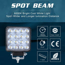 160W Square Car Headlights 16Led Cool White Light 4 Inch Car Work Light Led