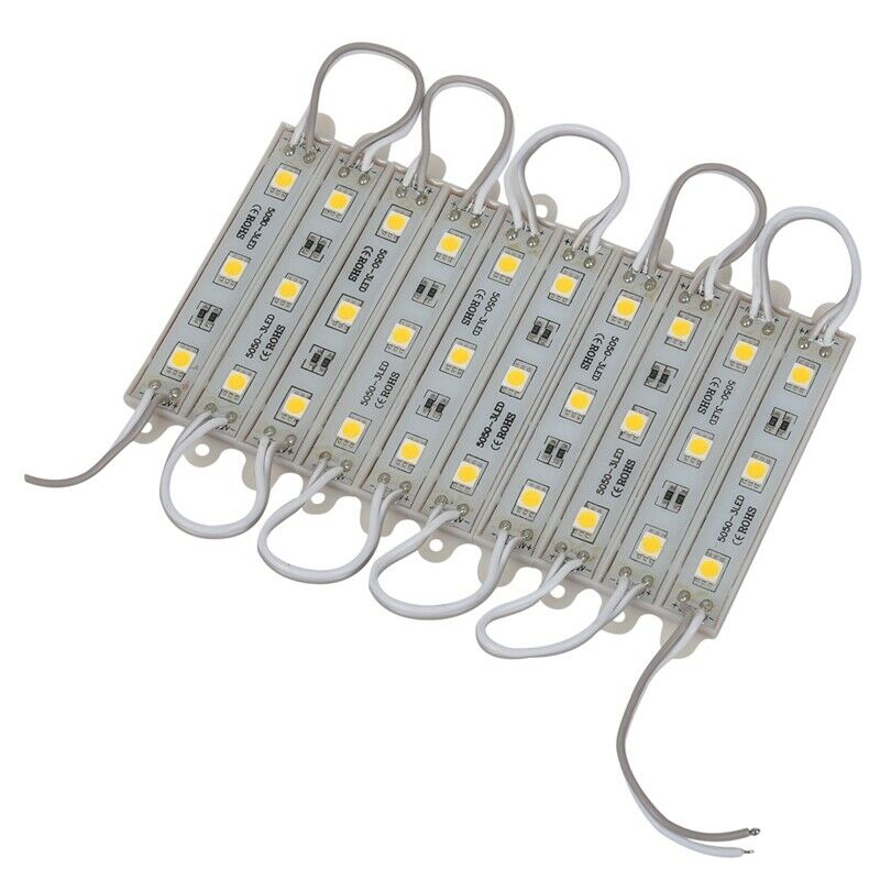 1*10pcs 5050 SMD 3 LED Module LED Strip String Light Waterproof DC 12V warm