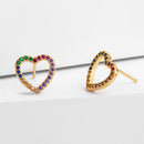 Fashion Cubic Zirconia Geometric Hollow Round Love Type Earring Bohemian Gi
