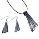 Set Murano glass stripe necklace earrings T3Z9