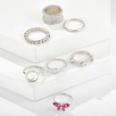 8pcs Retro Butterfly Rhinestone Ring Ethnic Finger Ring for Women Jewelry A