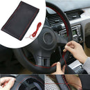 Black+Red PU Leather Warming Car Steering Wheel DIY Cover With Needles Thread.