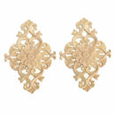 21*15cm Wood Carved Unpainted Onlay Applique Furniture Home Decor, 2pcs S6S7